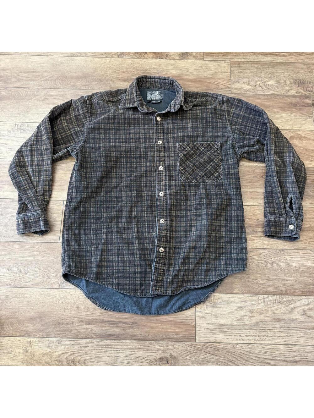 Vintage Y2K Tsunami Heavyweight Plaid Corduroy Overshirt L